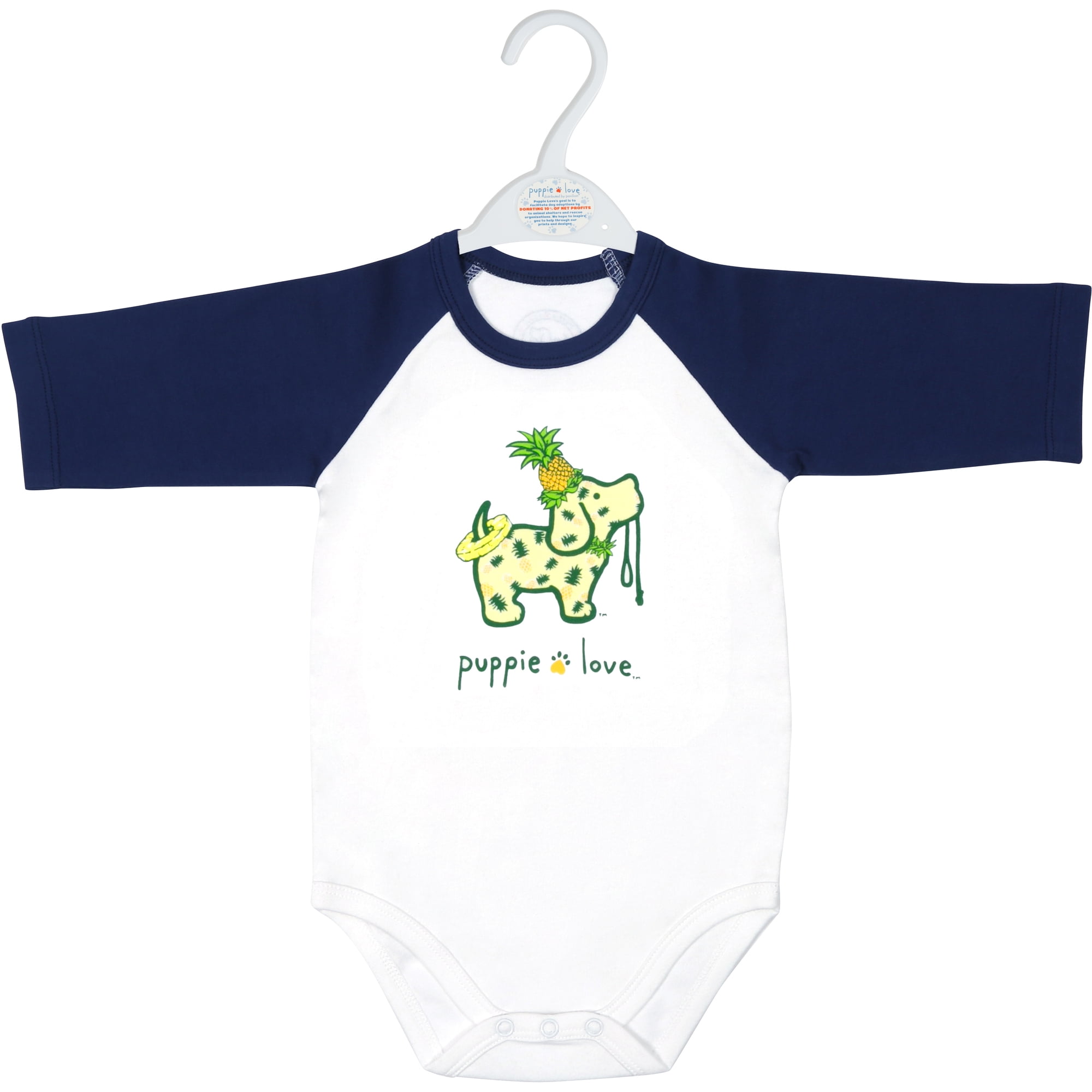 Pineapple - 12-24 Months 3/4 Length Navy Sleeve Onesie