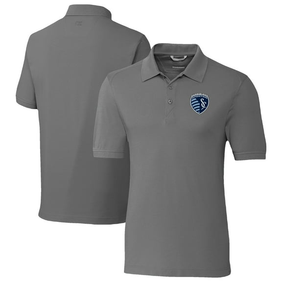 Men's-Cutter & Buck  Gray Sporting Kansas City Big & Tall Advantage Eco Tri-Blend Pique Polo