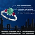 thumbnail image 2 of Gem Stone King 925 Sterling Silver Green Malachite and Red Created Ruby Engagement Ring for Women | 3.00 Cttw | Oval 9X7MM | Gemstone Birthstone | Size 5, 2 of 6
