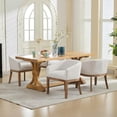 thumbnail image 2 of Yardi Yarda Mid Century Upholstered Barrel Dining Chairs with Arms, Farmhouse Linen Chairs with Natural Hardwood Frame, 19" W Accent Chairs for Indoor, Beige, 2 of 20