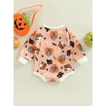 thumbnail image 6 of Newborn Baby Girl Halloween Outfit Pumpkin Ghost Sweatshirt Romper Oversized Bubble Bodysuit Infant Baby First Halloween Cute Clothes, 6 of 7