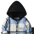 thumbnail image 4 of Xyant Toddler Baby Boys Clothes Long Sleeve Plaid Flannel Button Down Hooded Tops + Pants Boys Fall Winter Outfits for Kids Toddler Baby (Blue,12-18 Months), 4 of 6