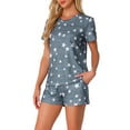 thumbnail image 4 of INSPIRE CHIC Women's Pajama Sets 2 Piece Short Sleeve Top and Shorts Loungewear Sleepwear with Pockets XS Deep Gray Star, 4 of 6