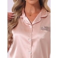 thumbnail image 5 of DARING DIVA Women's Satin Pajamas Sleepwear Button Down Contrast Color Tops S Pink, 5 of 7