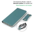thumbnail image 3 of iPhone Xs Genuine Cowhide Leather Wallet Case,Headset Winder,Flip Folio Magnetic Closure,Card Holder Slots,Kickstand,Cash Pockets Wrist Strap Cover Case for iPhone X,5.8",Light Blue, 3 of 17