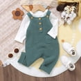 thumbnail image 5 of Baby Girl Boy Sweaters Knit Romper Cotton Solid Sleeveless Square Neck Jumpsuit Suspender Overalls Fall Winter Outfit for Boys And Girls 0-3 Months, 5 of 9