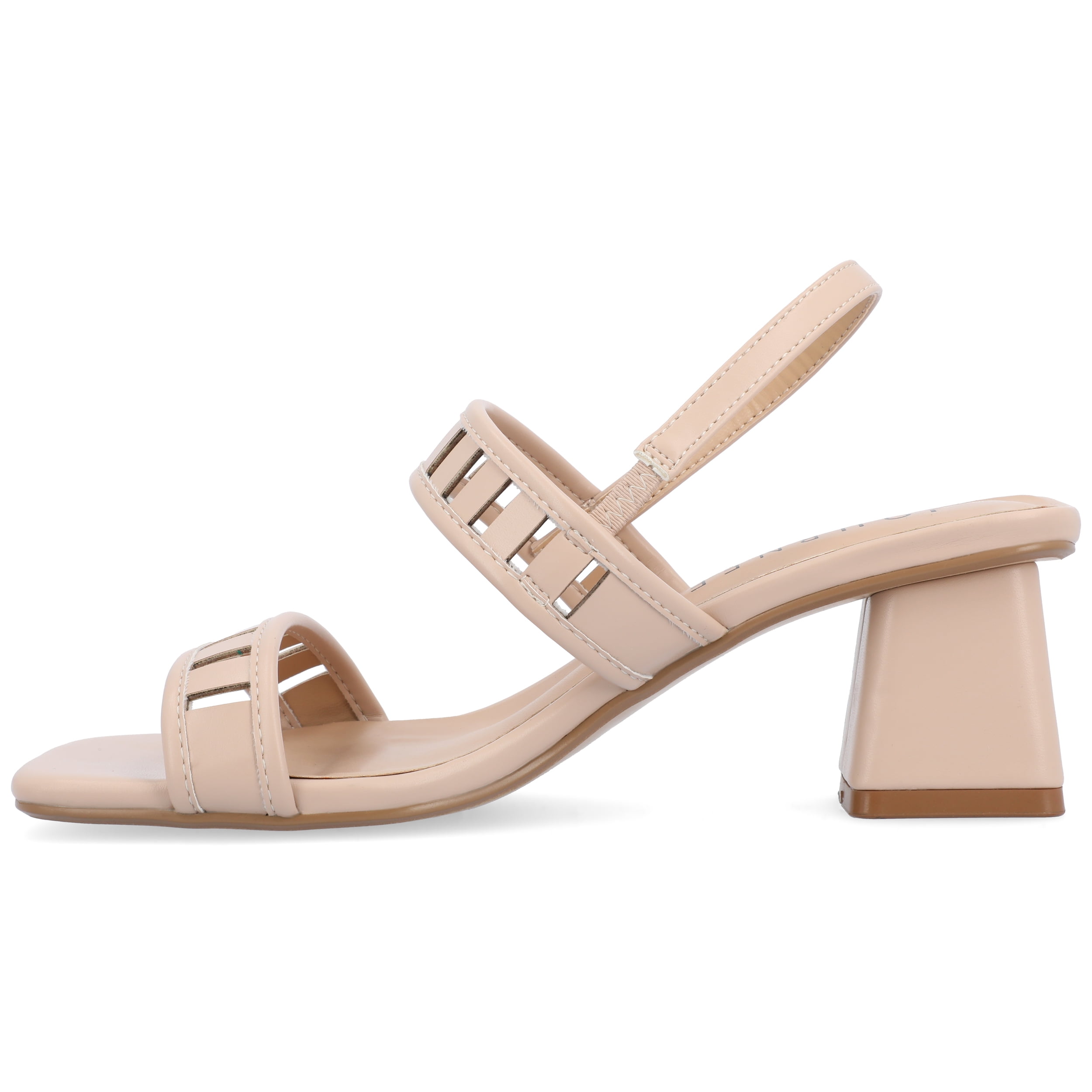 Journee Womens Ismay Laser Cut Sling Back Block Heel Sandals