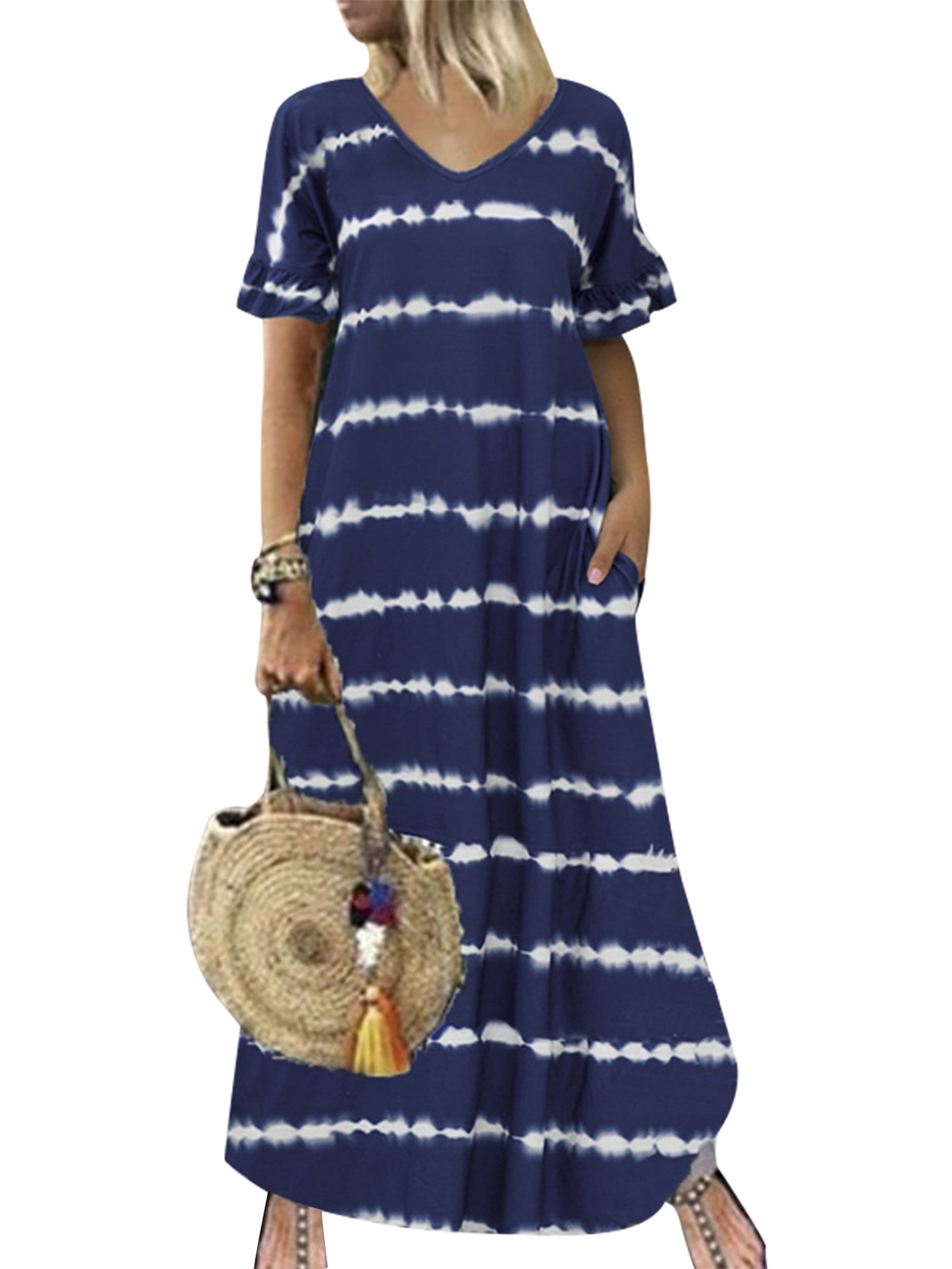 striped boho maxi dress
