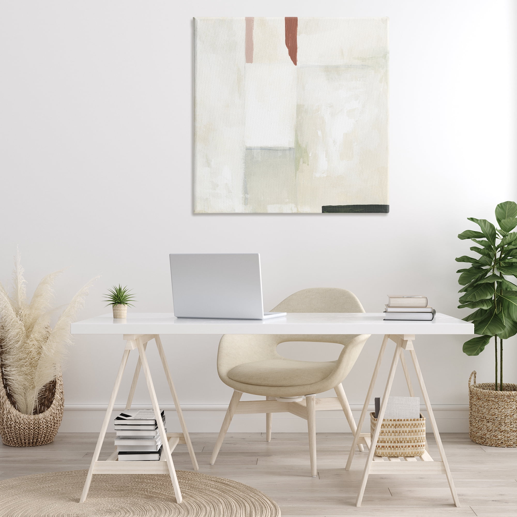 Stupell Industries Neutral Abstract Simplicity Abstract Painting Gallery Wrapped Canvas Art Print Wall Art, 36 x 36