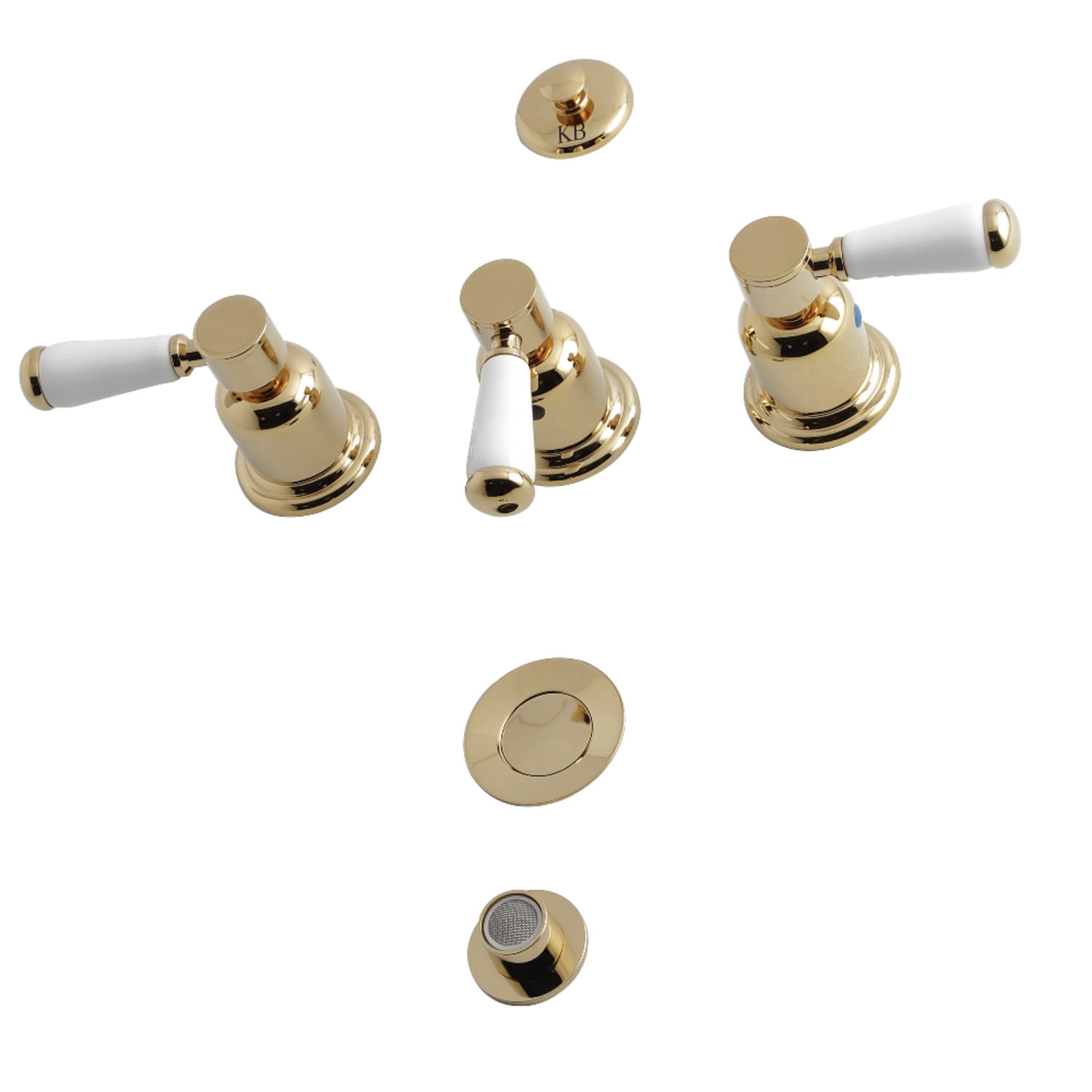 Kingston Brass Paris KB6322DPL 3Handle Bidet Faucet, Polished Brass