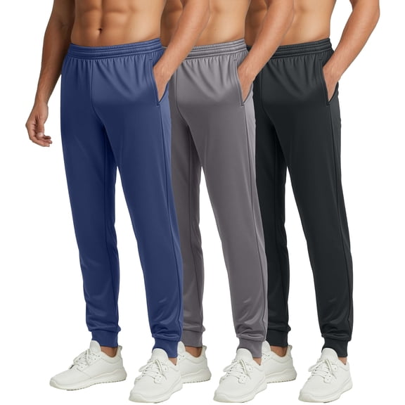 Real Essentials 3 Pack: Men's Tricot Active Athletic Jogger - Running Sweatpants Workout Gym with Pockets (Big & Tall)