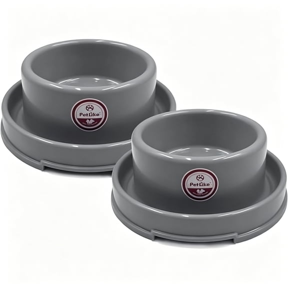 ACDANC 2 Pack No Spill Pet Bowls,Moat Design Non-Skid Food&Water Bowls for Cats,Puppies,Small&Medium Dogs(Grey)