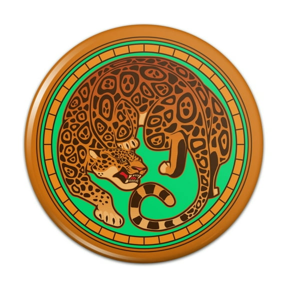 Jaguar in Gold Circle Pinback Button Pin