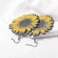 thumbnail image 4 of 3d Wooden Sunflower Unique Handmade Bohemian Sunflower Drop Earrings, 4 of 5