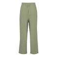 thumbnail image 4 of Kopltyrfg Linen Pants Women Drawstring Elastic Waist Casual Trousers Solid Straight Leg Ankle Length Cropped Pants with Pockets Pink L, 4 of 4