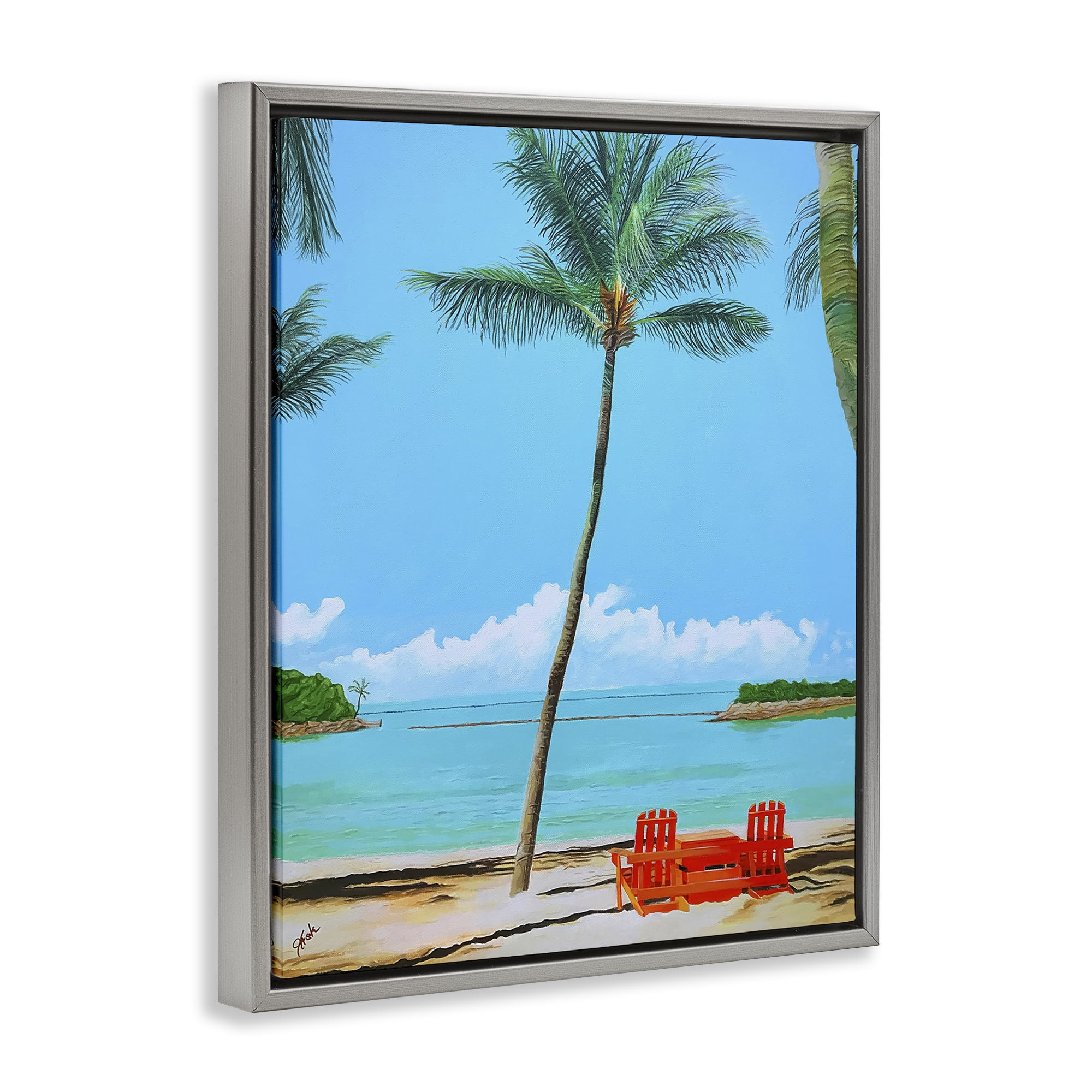 Stupell Industries Dreaming Of Palm Trees Gray Framed Floater Canvas Wall Art, design by John Jaster