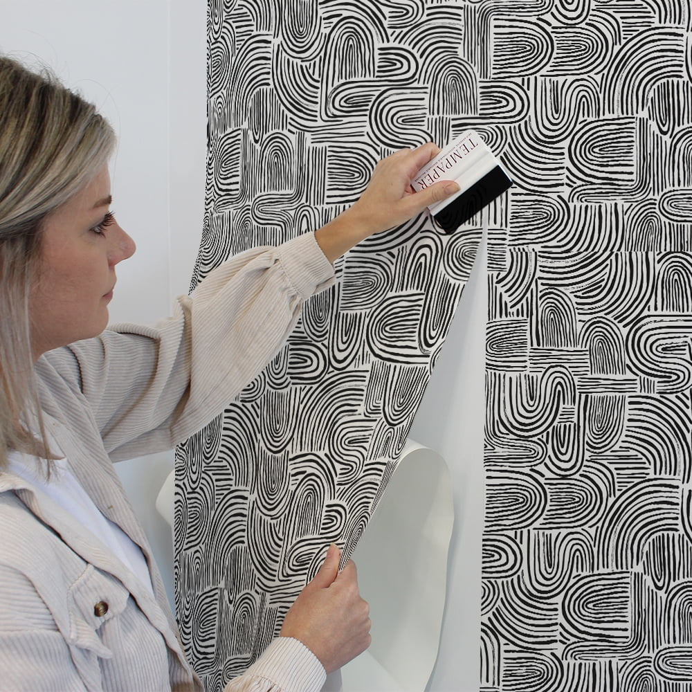 Tempaper Swell Black Pearl Peel and Stick Wallpaper, 20.5" x 16.5'