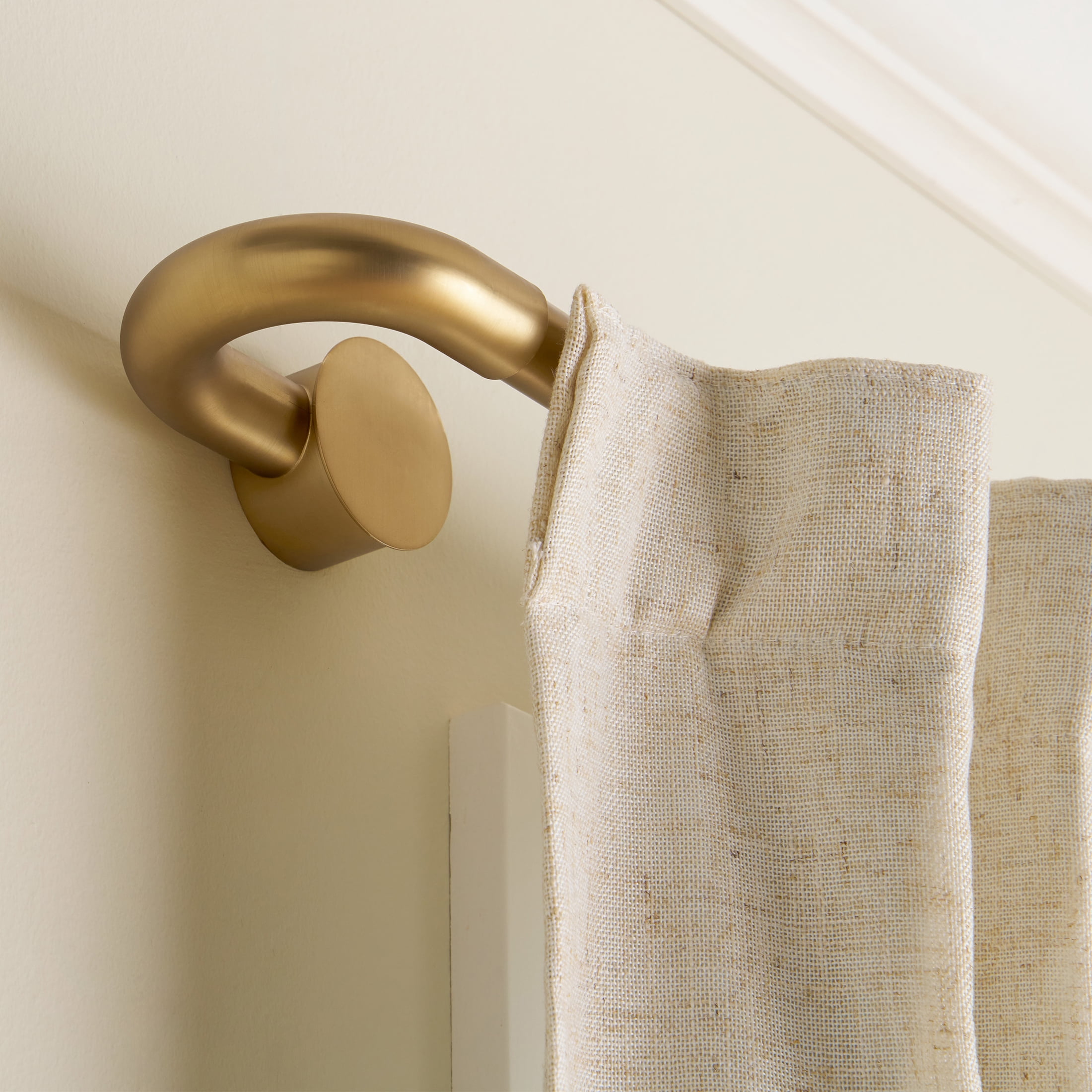 Better Homes & Gardens 1" Brass Swooping Adjustable Single Curtain Rod, 32-120"