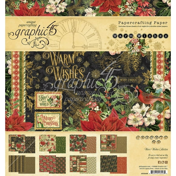 Graphic 45 Double-Sided Paper Pad 8"X8" 24/Pkg-Warm Wishes G4502488