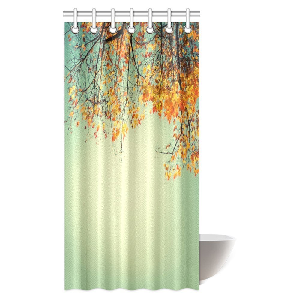 MYPOP Colorful Leaves in the Autumn Park Shower Curtain, Autumn Trees