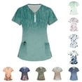 thumbnail image 2 of Rlmidhb Scrub Tops for Women Beige Floral Print Nurse Uniform Half Zip Up Zip up Nurse Scrubs, 2 of 4