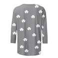 thumbnail image 4 of St. Patrick's Day T-Shirt for Women Classic Small Shamrock Pattern Three Quarter Sleeve Crewneck Relaxed Fit Festive Holiday Graphic Top, 4 of 5