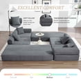 thumbnail image 5 of Timbernest 106" Oversized L-Shaped Cloud Couch, Convertible Sleeper Sofa, Folding Corduroy Sofa Bed for Living Room, Gray, 5 of 16