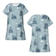 thumbnail image 5 of Lafuoo Cute Hippopotamus Pattern Women's Short-sleeved Nightdress, Knee-length Pullover Nightgown, Summer Home Wear-Large, 5 of 8
