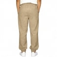 thumbnail image 7 of CUZIBR Boys Linen Jogger Pants Elastic Drawstring Waist Ankle Cuff Casual Trousers With Pockets Soft Breathable Loose Fit Bottoms For Kids School Outdoor Walking Dailywear,Khaki,13-14 Years, 7 of 7