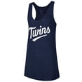 thumbnail image 2 of Women's Soft as a Grape Navy Minnesota Twins Plus Size Swing for the Fences Racerback Tank Top, 2 of 4