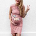 thumbnail image 2 of Leesechin Maternity Dress Plus Size Women's Pregnant Dress Sleeveless Medium And Long Printed Round Neck Pregnant Dress, 2 of 6