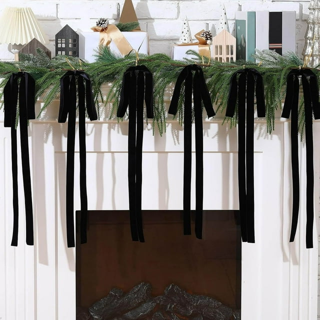 Adornos navideños, adornos navideños, regalos navideños, 12 piezas de 40 x 60 cm, lazo de terciopelo extra grande, colgante para árbol de Navidad, decoración artesanal decorativa.