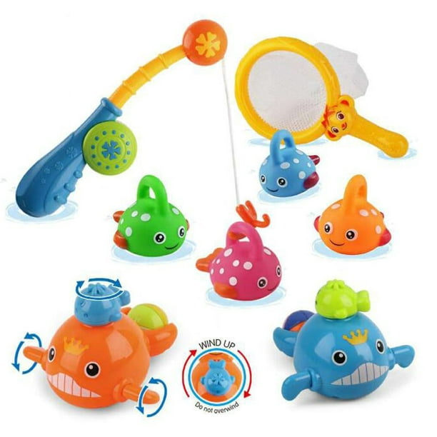 Greswe Bath Toys For Babies, Fishing Bath Toy Set With Fishing Rod And Fishing Net, Swimming Bath Tub Pool Toy Clockwork Swimming Pool Toy For Babies