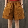 thumbnail image 6 of Sakmal Wide Leg Shorts for Women Trendy Khaki Brown Cargo High Waisted 6" Solid Shorts with Pockets, 6 of 7