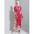 thumbnail image 2 of Floral Patterned Modest Dress With Binding Detail Cherry Beige, 2 of 5