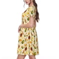 thumbnail image 2 of Naloa Tropical Fruits Print Womens Summer A-Line Dress with Pockets,Short Sleeve Dresses,Flowy Beach Swing Dress for Vacation Travel, 2 of 6