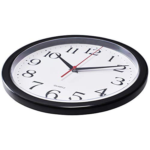  SHARP Wall Clock – Black, Silent Non Ticking 14 Inch Quality  Quartz Battery Operated Round Easy to Read  Home/Kitchen/Office/Classroom/School Clocks, Sweep Movement : Home & Kitchen