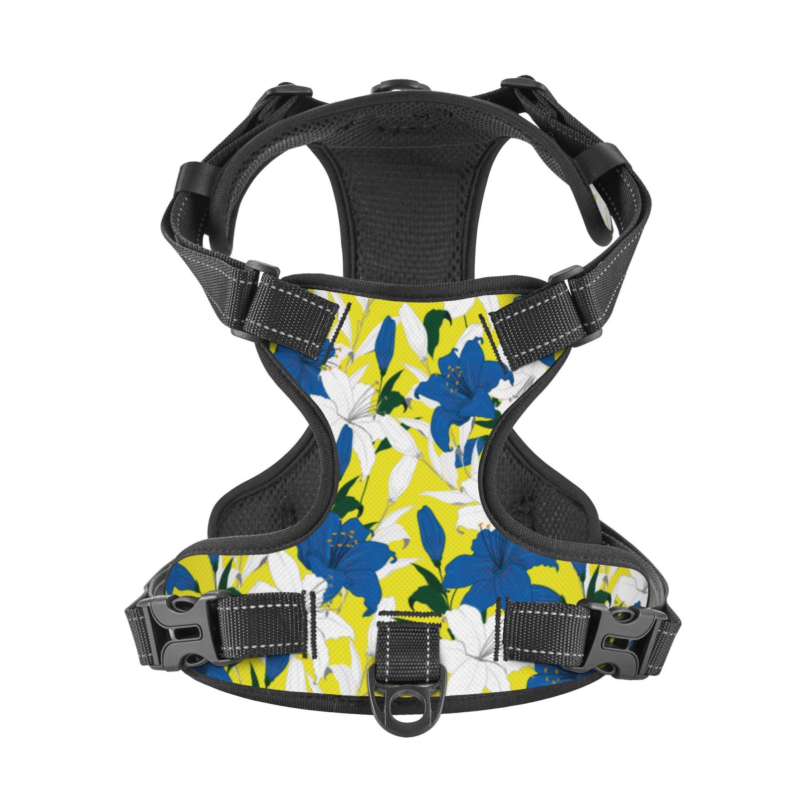 Kdxio Lilies Flowers Print No Pull Dog Harness Adjustable Reflective Oxford Easy Control Medium Large Dog Harness for Training and Everyday-X-Large