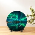 thumbnail image 6 of Picia Northern Lights Pattern Bone China Decorative Plate – Wall Decor with Stand and Adhesive, Elegant Ornament for Living Room, Office, or Entryway-7in, 6 of 6