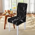 thumbnail image 4 of TSOVTHRID Black Marble Texture Print Tablecloth with Chair Covers Set of 7, Removable Rectangle Table Cloth Seat Slipcover Dining Chair Protector for Home Kitchen Holiday Decor, 4 of 6