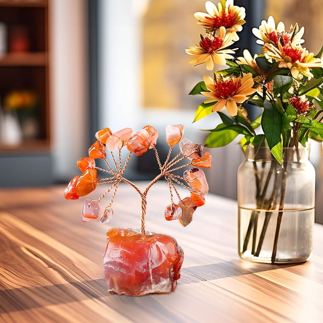 EGNMCR Décor de Chambre, Décor de Maison Pierre de Cristal Naturelle Colorée Pierre Concassée Arbre de Richesse Base en Améthyste Tressée à la Main Arbre à Argent Décoration de Maison Crystal Money Treese