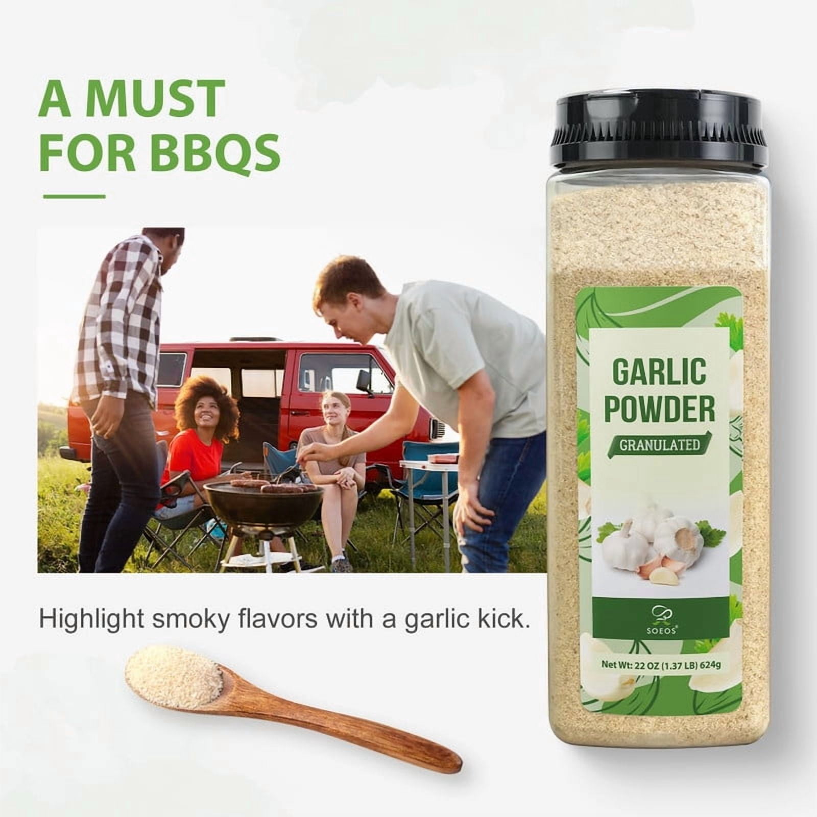 Soeos Garlic Powder, 22 oz (624g) Each, 2-Pack – Premium Granulated Garlic for Cooking & Seasoning