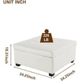 thumbnail image 3 of 34.25 Inch Square Ottoman Coffee Table with Storage, Upholstered PU Leather Ottoman with Lift Top for Living Room, Sturdy Solid Wood Legs, 250 lbs Capacity, 3 of 10