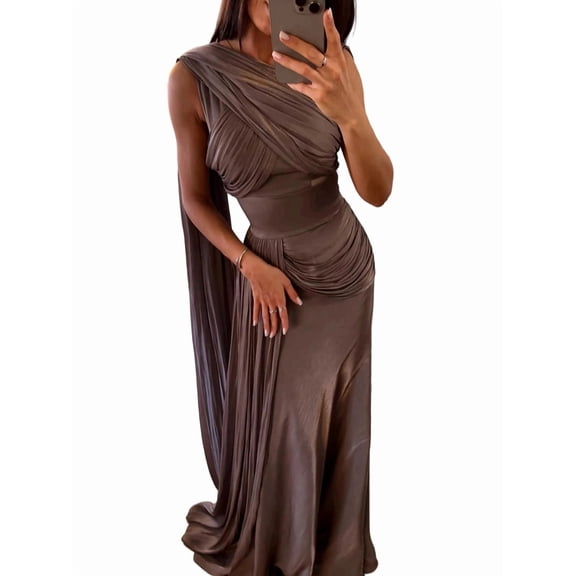 Women'S Brief Elegant Mermaid Sleeveless Gowns Formal Evening Dress Grayish XL