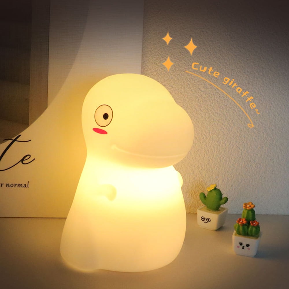 Dinosaur Night Light for Kids, Cute Color Changing Silicone Baby Night Light with Touch Sensor, Portable Rechargeable LED Bedside Nursery Lamp for Toddler's Room, Dinosaur Gifts for Boys Girls