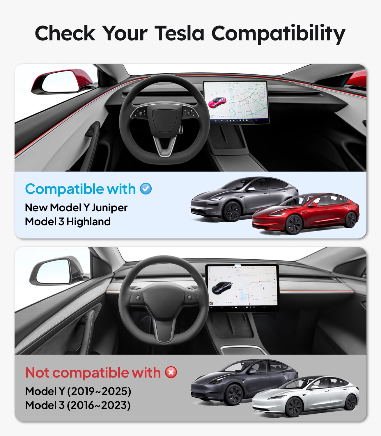 Wigoo Center Console Organizer for Tesla Model Y Juniper - Only Premium & Performance 2025 2026 & All Model 3 Highland Accessories, Double-Layer Storage, Smooth Sliding, 4PCS Black