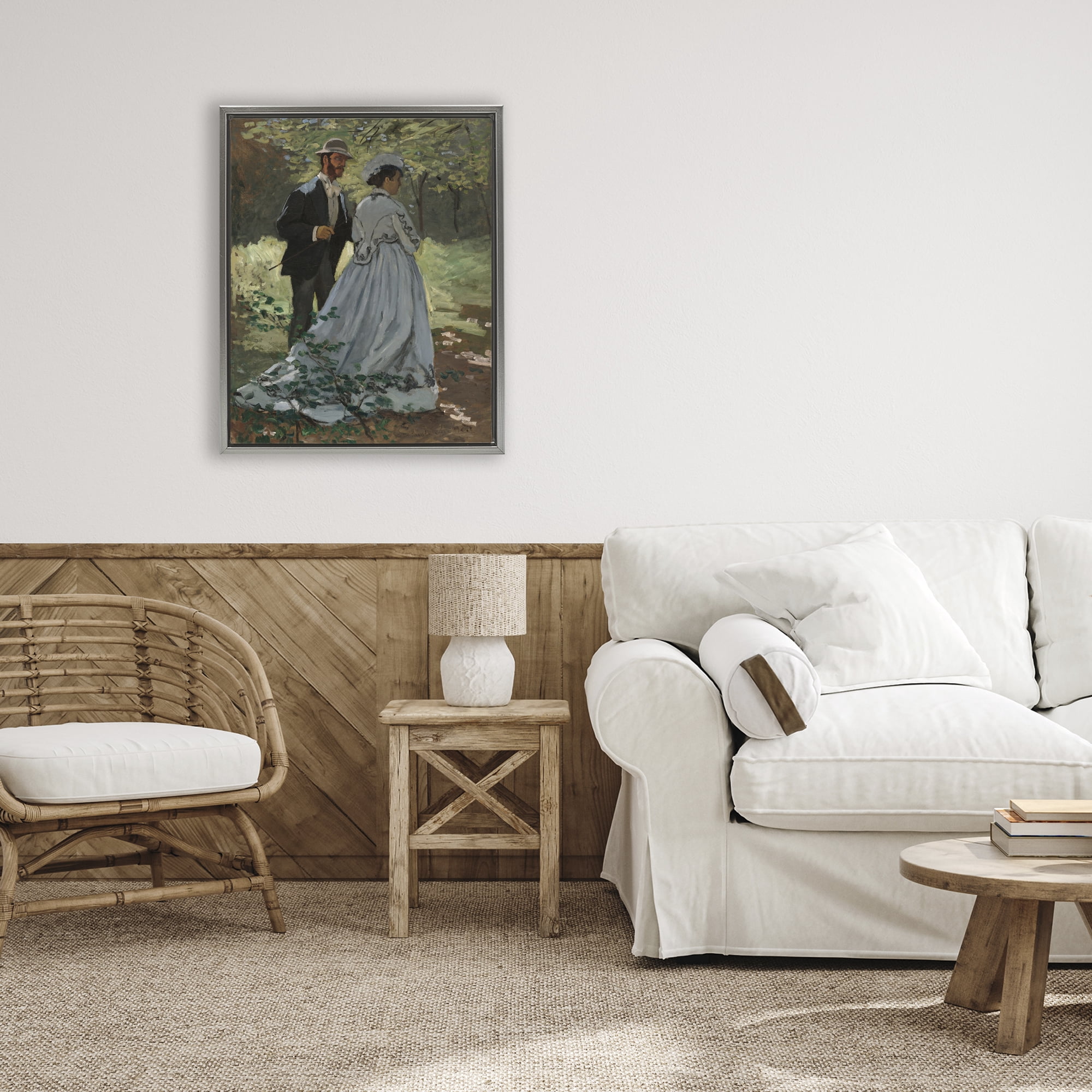 Stupell Industries Bazille & Camille in Nature Gray Framed Floater Canvas Wall Art, design by Tina LeCour