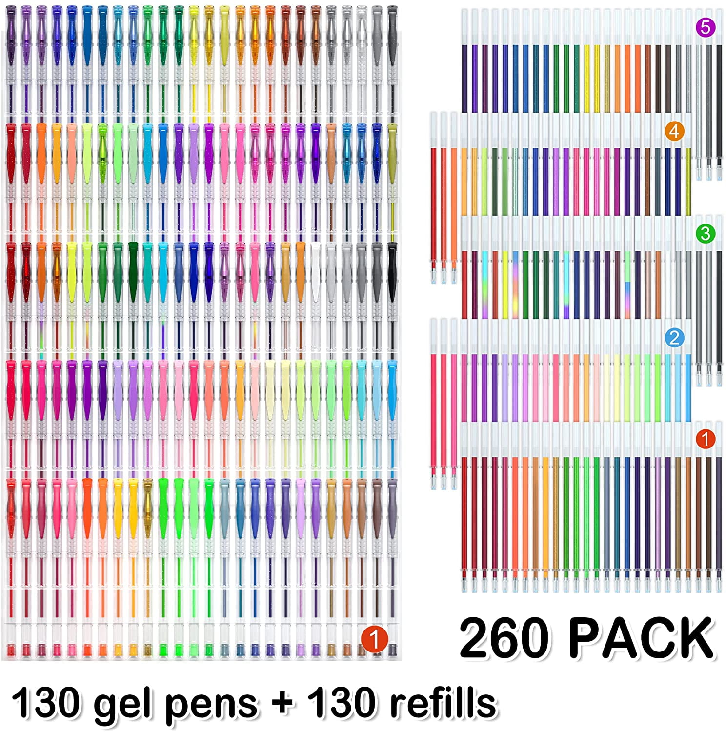 Gel Pens, Shuttle Art 130 Colors Gel Pen with 1 Coloring Book in