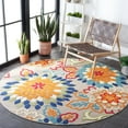 thumbnail image 3 of SAFAVIEH Cabana Michelle Floral Indoor/Outdoor Area Rug, Ivory/Orange, 3' x 3' Round, 3 of 10