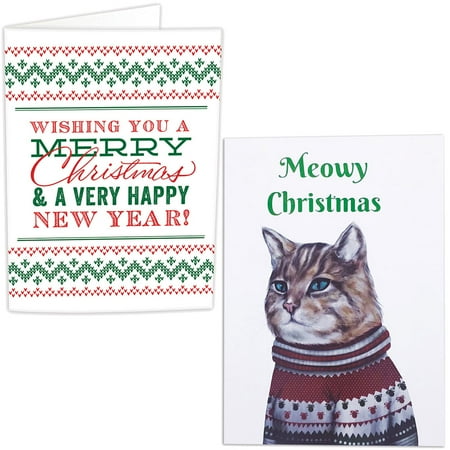 Tom Smith Christmas Cards (Set) Musical Christmas And Meowy Prank Holiday Greeting Cards With Confetti ()